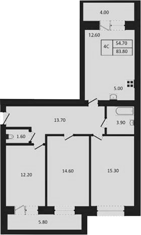 Планировка 4е-к.кв 78.90 м² в ЖК «Дивноград»