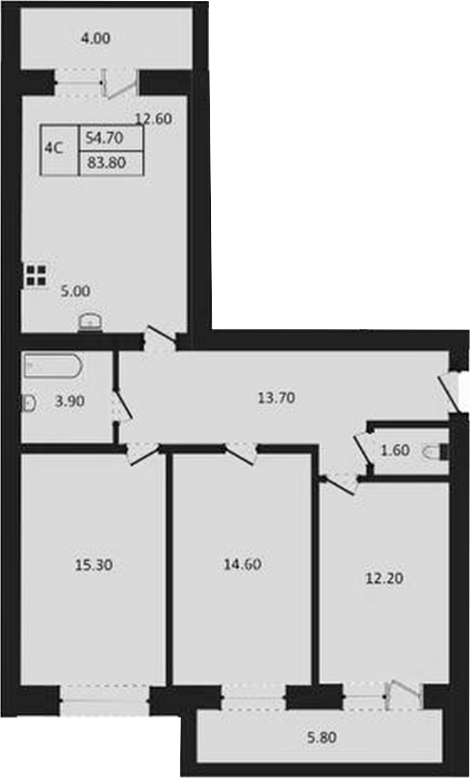 Планировка 4е-к.кв 78.90 м² в ЖК «Дивноград»