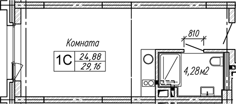 Планировка студии 29.16 м² в ЖК «Апарт-отель Гагарин Сити»