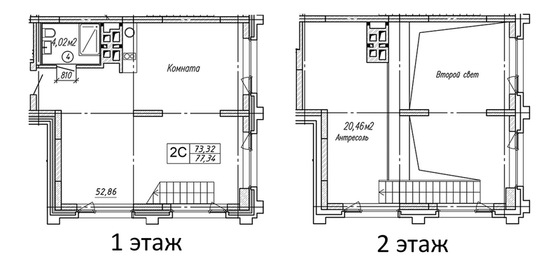 Планировка студии 77.34 м² в ЖК «Апарт-отель Гагарин Сити»