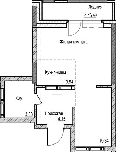 Планировка студии 30.91 м² в ЖК «Чацкий»