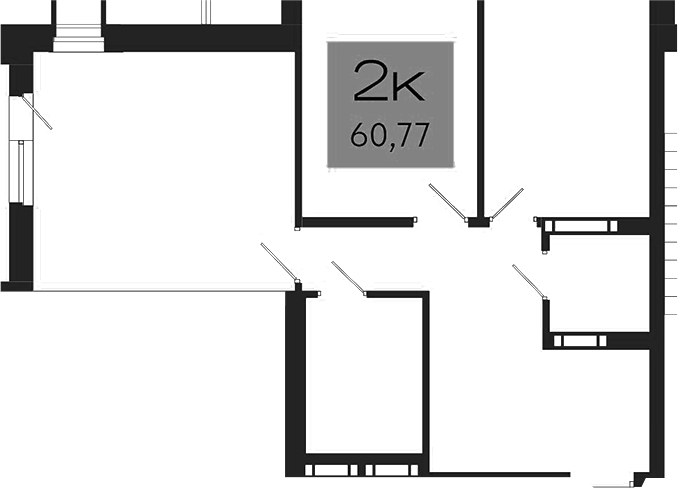 Планировка 2е-к.кв 59.65 м² в ЖК «Поэзия. Томск»