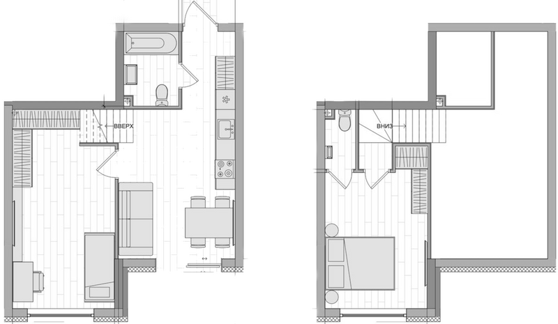 Планировка своб. план. 47.30 м² в ЖК «Уютный квартал. Кемерово»