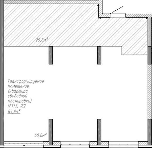 Планировка своб. план. 85.80 м² в ЖК «Уютный квартал. Кемерово»