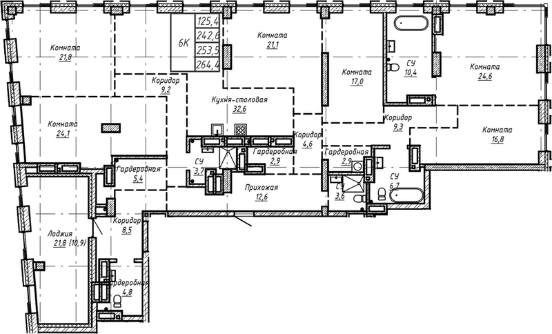 Планировка своб. план. 253.50 м² в ЖК «Барнаул»