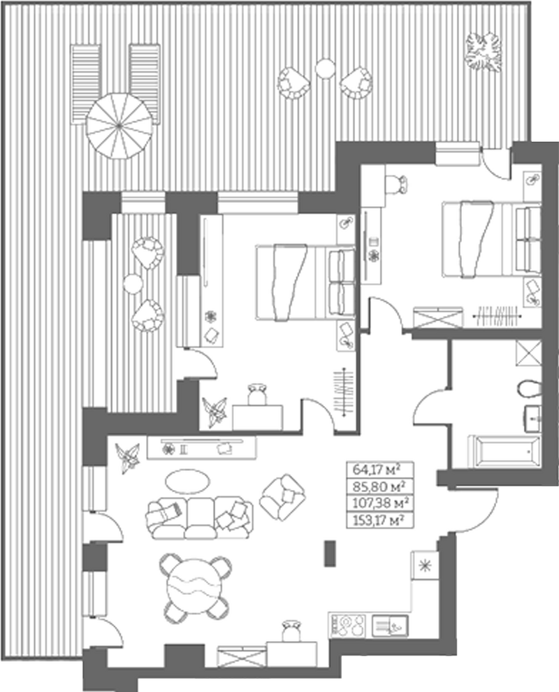 Планировка своб. план. 85.80 м² в ЖК «Собрание»