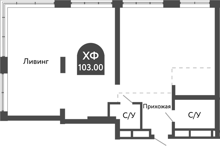 Планировка своб. план. 103.50 м² в ЖК «Тихомиров»