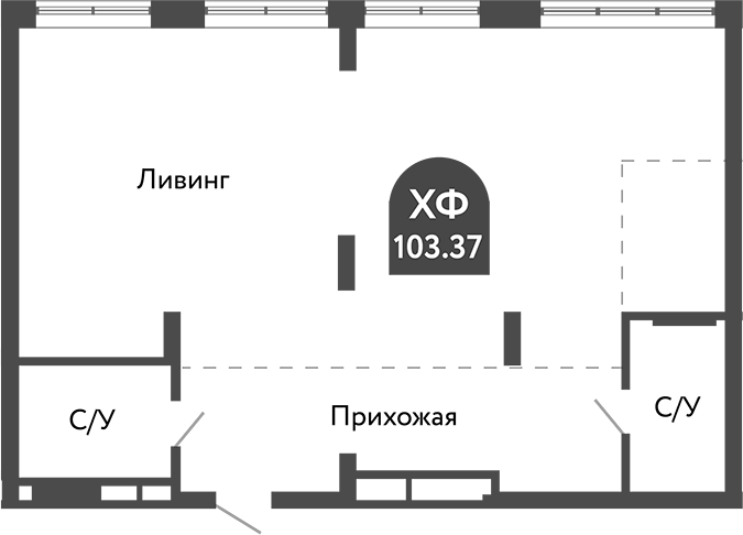 Планировка своб. план. 103.20 м² в ЖК «Тихомиров»