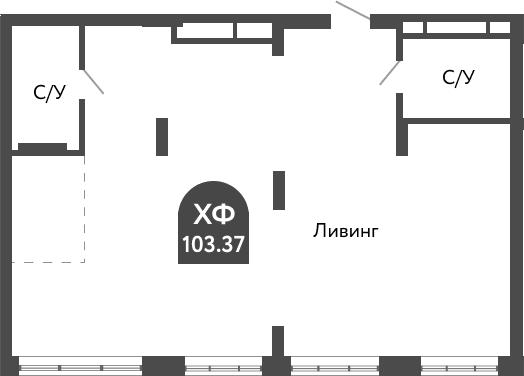 Планировка своб. план. 103.37 м² в ЖК «Тихомиров»