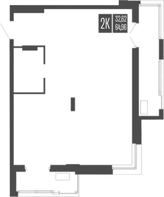 Планировка своб. план. 64.96 м² в ЖК «Опера Резиденс. Барнаул»