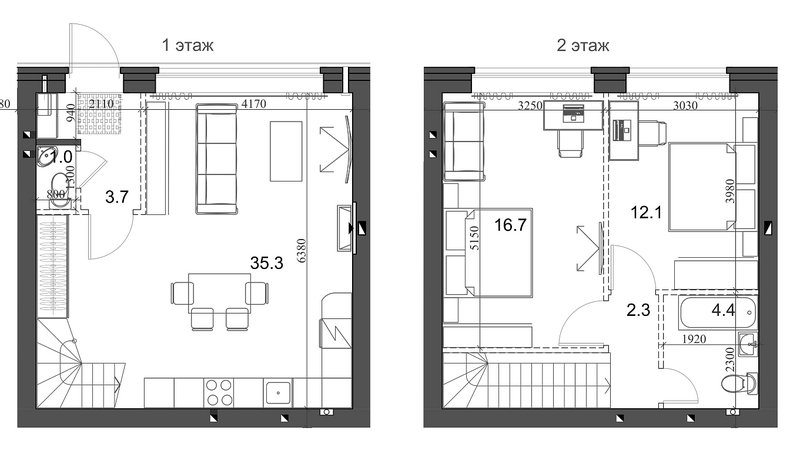 Планировка таунхаусы 76.51 м² в ЖК «Коттеджный поселок Березки Элитный»