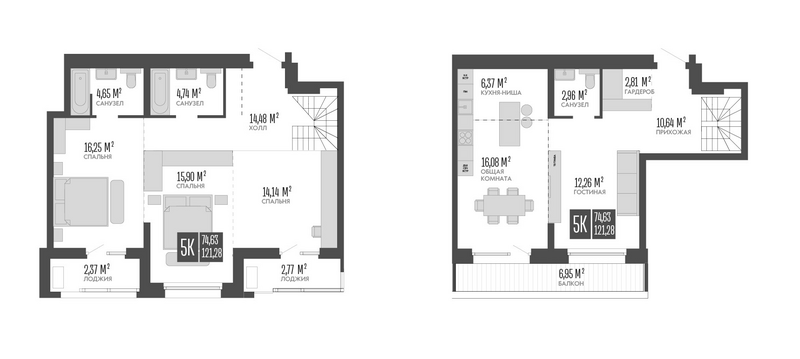 Планировка своб. план. 125.96 м² в ЖК «Опера Резиденс. Барнаул»
