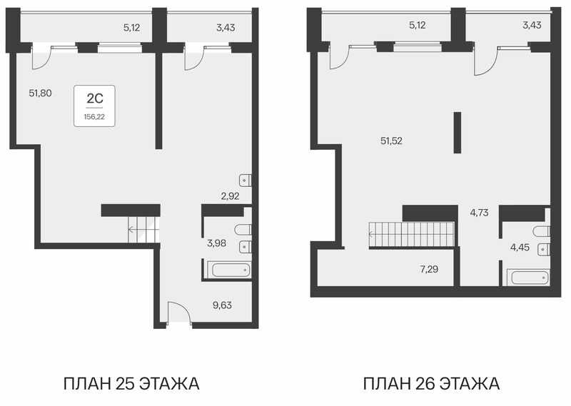 Планировка 3е-к.кв 136.80 м² в ЖК «Тайм Парк апартаменты»