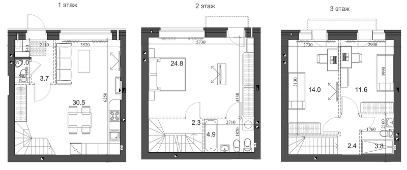 Планировка таунхаусы 100.27 м² в ЖК «Коттеджный поселок Березки Элитный»