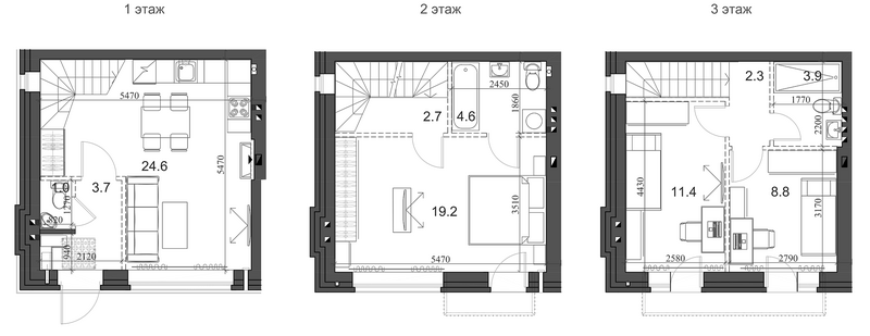 Планировка таунхаус 83.48 м² в ЖК «Коттеджный поселок Березки Элитный»
