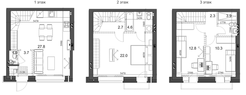 Планировка таунхаус 92.27 м² в ЖК «Коттеджный поселок Березки Элитный»