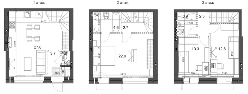 Планировка таунхаус 92.27 м² в ЖК «Коттеджный поселок Березки Элитный»