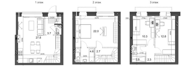 Планировка таунхаус 92.27 м² в ЖК «Коттеджный поселок Березки Элитный»