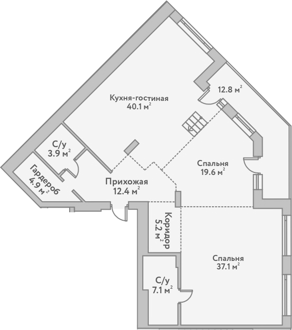 Планировка 3е-к.кв 142.40 м² в ЖК «Flora&Fauna»