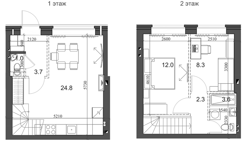 Планировка таунхаус 55.70 м² в ЖК «Коттеджный поселок Березки Элитный»