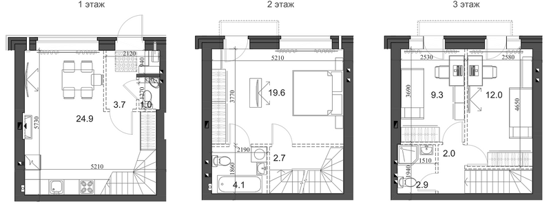 Планировка таунхаусы 83.37 м² в ЖК «Коттеджный поселок Березки Элитный»