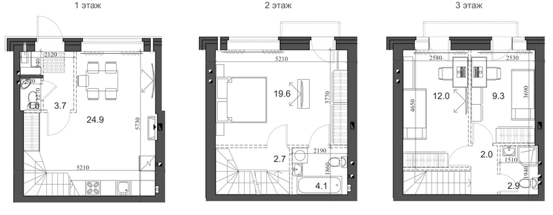 Планировка таунхаусы 83.37 м² в ЖК «Коттеджный поселок Березки Элитный»