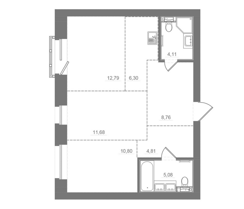 Планировка 3е-к.кв 64.33 м² в ЖК «Спектр»