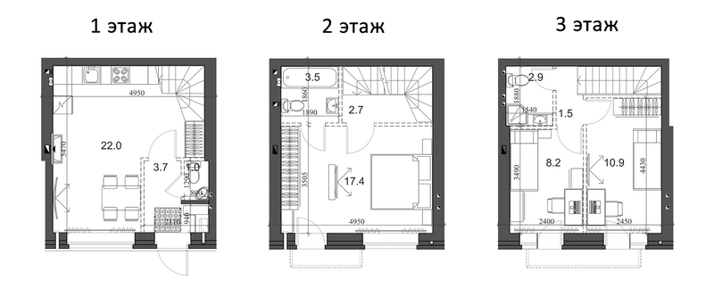 Планировка таунхаус 75.18 м² в ЖК «Коттеджный поселок Березки Элитный»