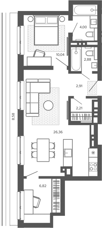 Планировка 3е-к.кв 54.92 м² в ЖК «Меланж. Барнаул»