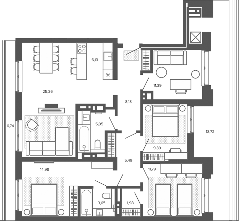Планировка 5е-к.кв 103.39 м² в ЖК «Меланж. Барнаул»