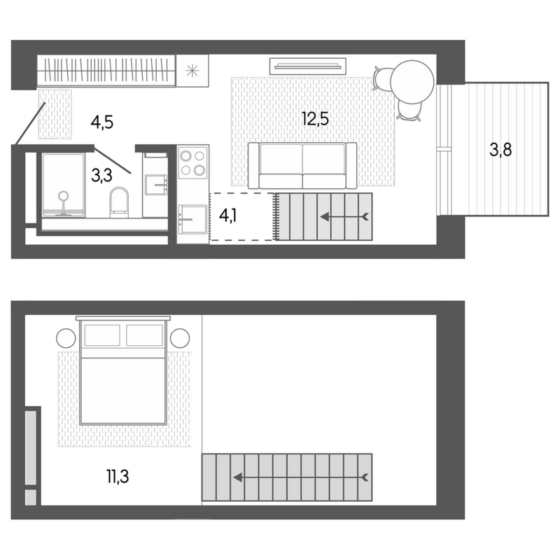 Планировка студии 35.98 м² в ЖК «Карлуу. Карлушка»