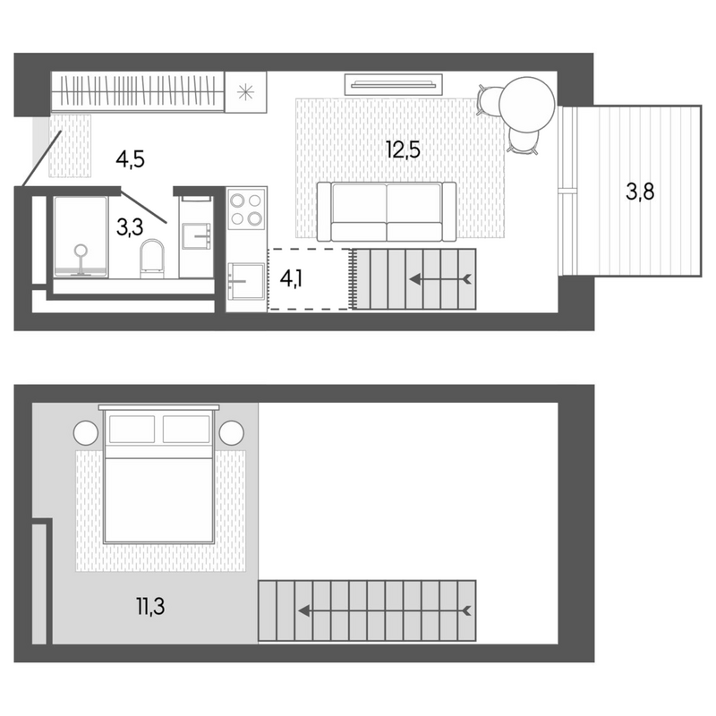 Планировка студии 35.98 м² в ЖК «Карлуу. Карлушка»
