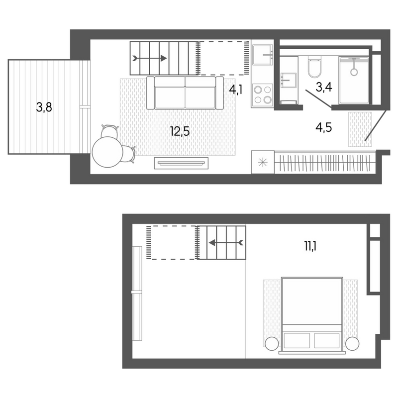Планировка студии 35.84 м² в ЖК «Карлуу. Карлушка»