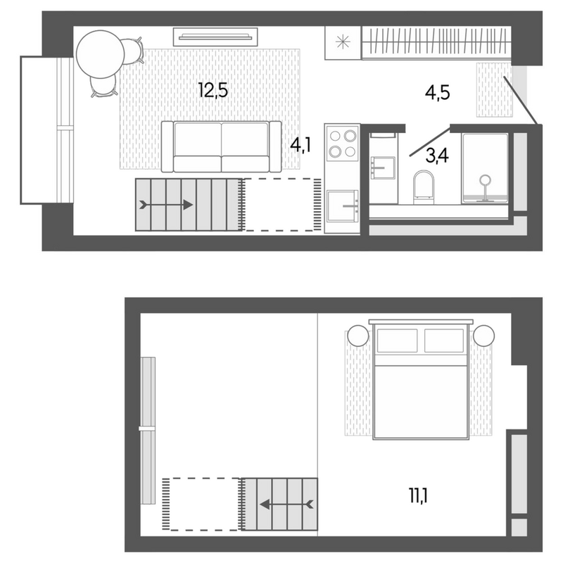Планировка студии 35.76 м² в ЖК «Карлуу. Карлушка»