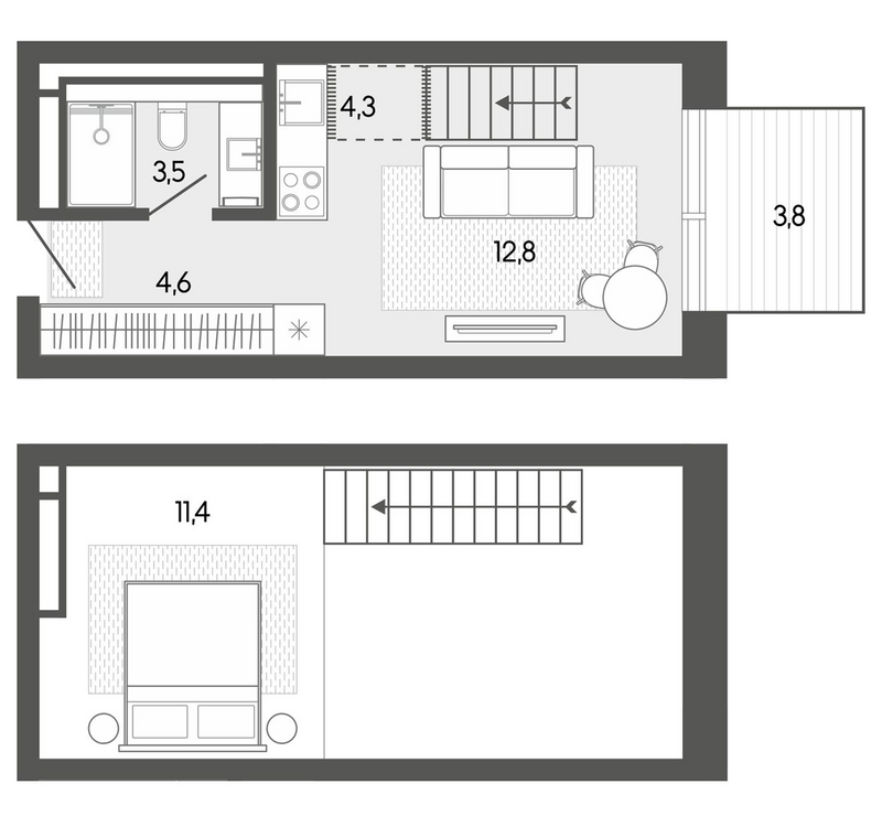 Планировка студия 36.88 м² в ЖК «Карлуу. Карлушка»