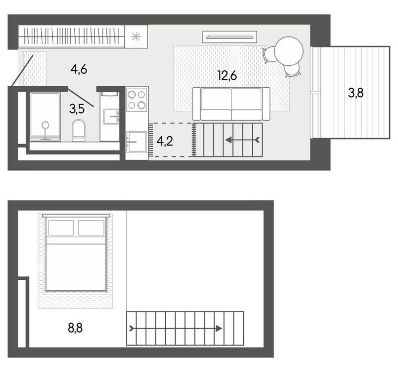 Планировка студии 33.99 м² в ЖК «Карлуу. Карлушка»