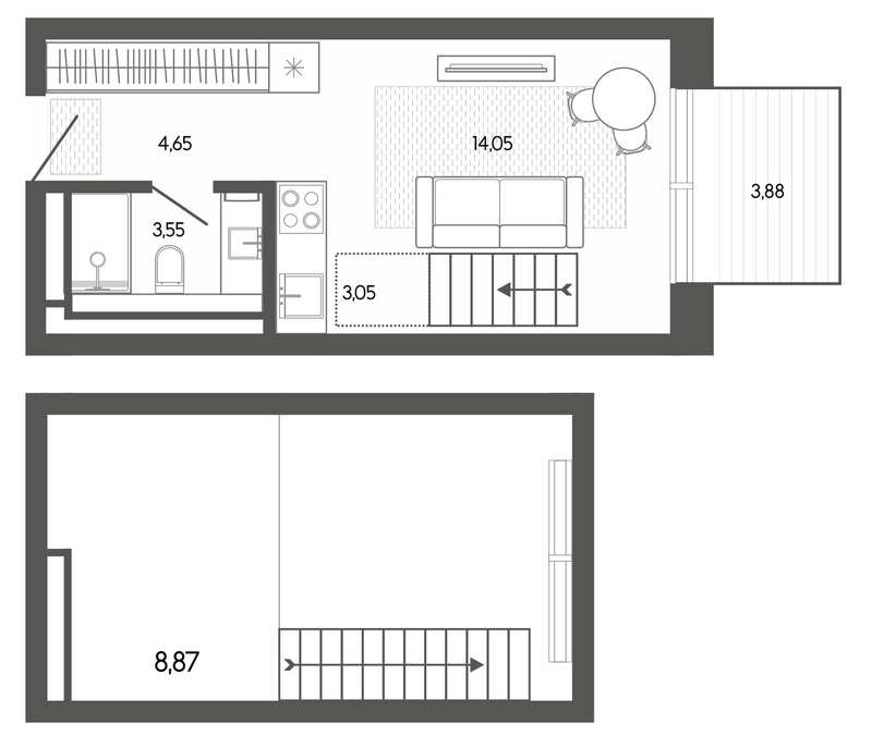 Планировка студия 34.17 м² в ЖК «Карлуу. Карлушка»