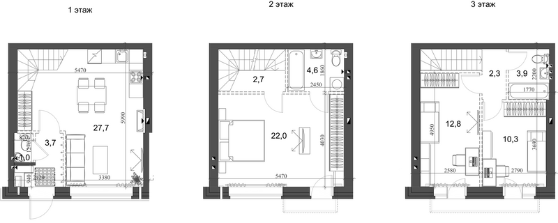 Планировка таунхаус 93.38 м² в ЖК «Коттеджный поселок Березки Новолуговое»
