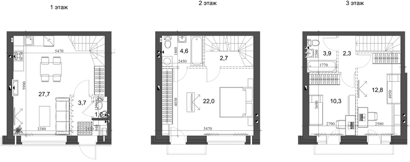 Планировка таунхаус 93.38 м² в ЖК «Коттеджный поселок Березки Новолуговое»