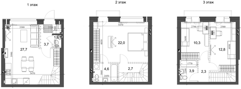 Планировка таунхаус 93.38 м² в ЖК «Коттеджный поселок Березки Новолуговое»