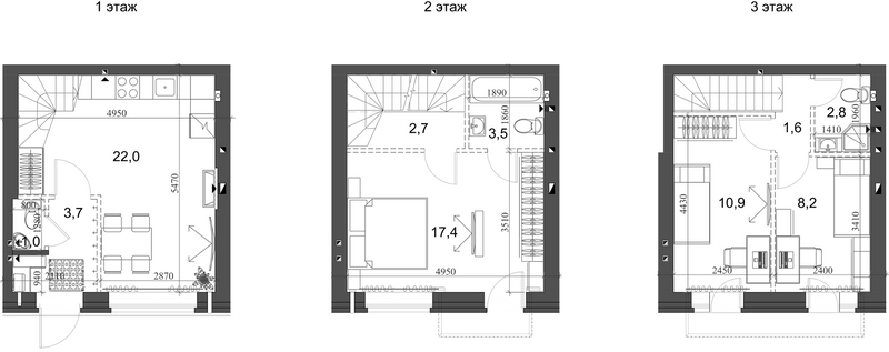 Планировка таунхаус 76.17 м² в ЖК «Коттеджный поселок Березки Новолуговое»