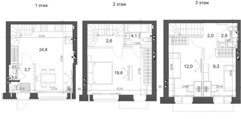 Планировка таунхаус 84.64 м² в ЖК «Коттеджный поселок Березки Новолуговое»