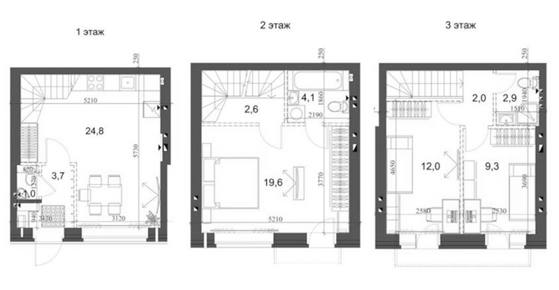 Планировка таунхаус 84.64 м² в ЖК «Коттеджный поселок Березки Новолуговое»