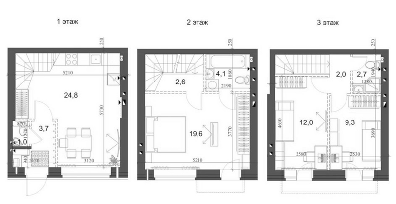Планировка таунхаус 84.37 м² в ЖК «Коттеджный поселок Березки Новолуговое»