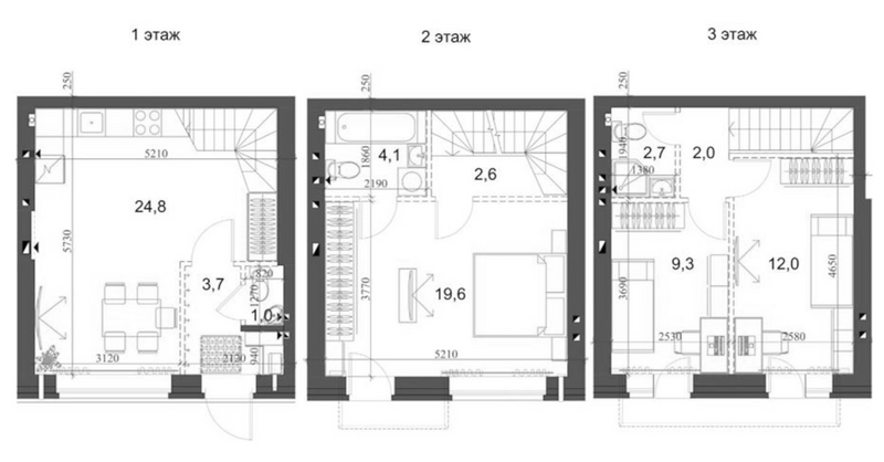 Планировка таунхаус 84.37 м² в ЖК «Коттеджный поселок Березки Новолуговое»