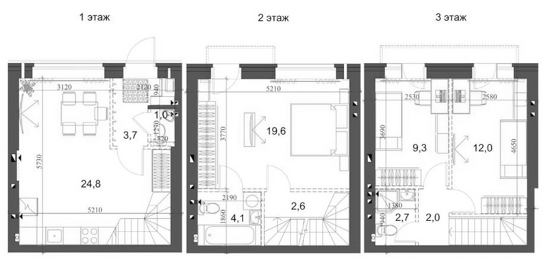 Планировка таунхаус 84.37 м² в ЖК «Коттеджный поселок Березки Новолуговое»