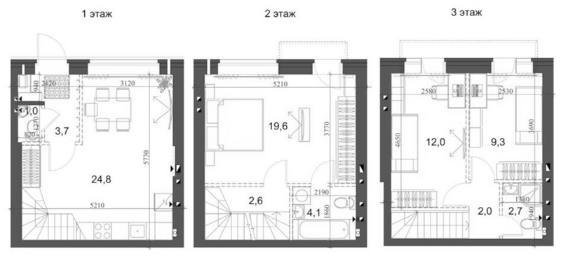 Планировка таунхаус 84.37 м² в ЖК «Коттеджный поселок Березки Новолуговое»
