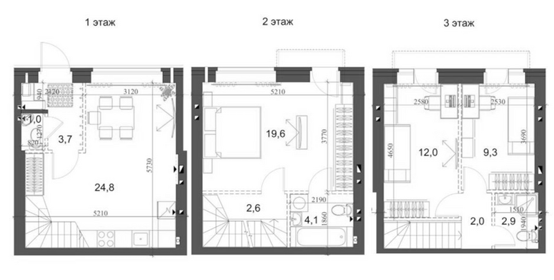 Планировка таунхаус 84.64 м² в ЖК «Коттеджный поселок Березки Новолуговое»