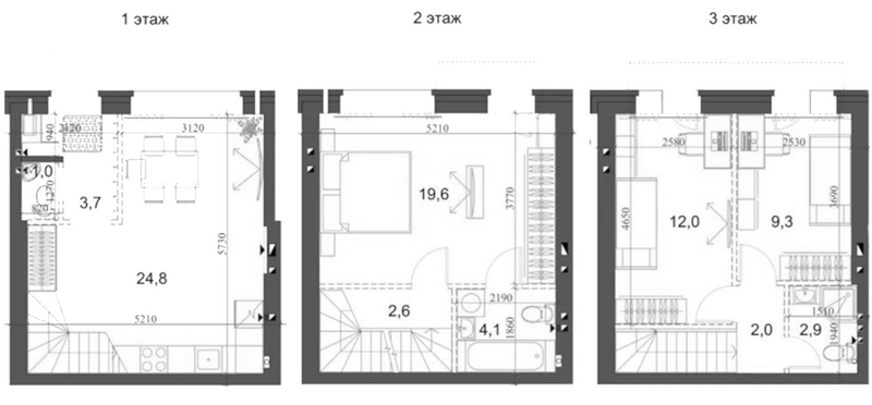 Планировка таунхаус 84.64 м² в ЖК «Коттеджный поселок Березки Новолуговое»