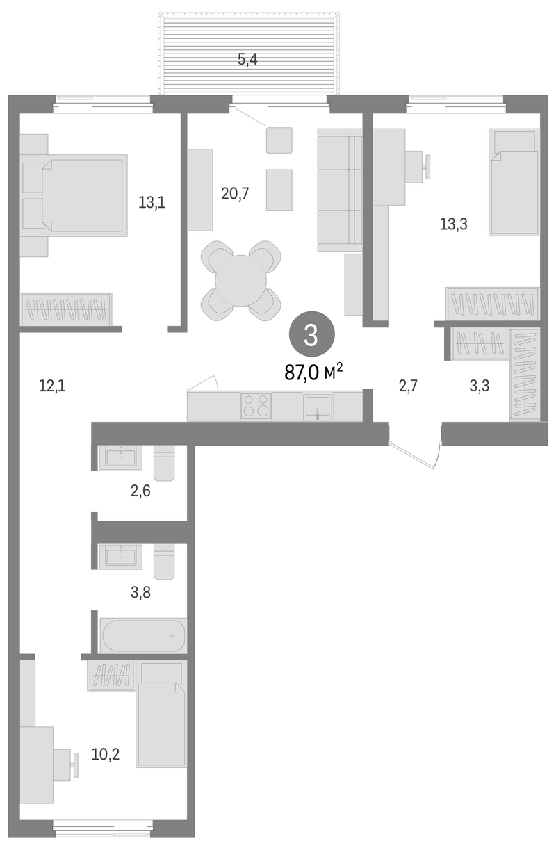 Планировка 4е-к.кв 81.60 м² в ЖК «Пшеница»